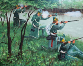 Riflemen at the Battle of Scajaquada Creek Bridge